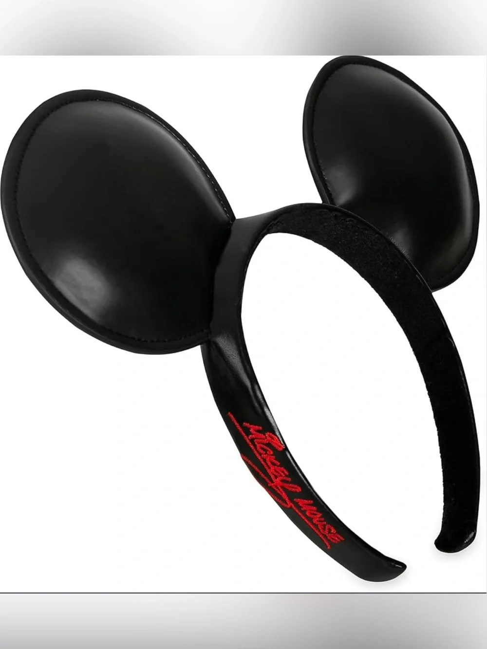Disney Black Mouse Ear Headband with Red Script Accent